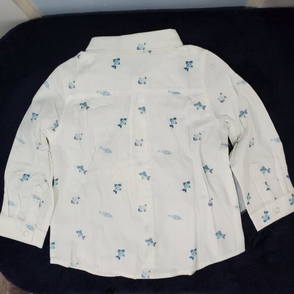 NWT Dave Bella baby boy print cotton button down shirt and tie toddler Sz 3 - Picture 5 of 11